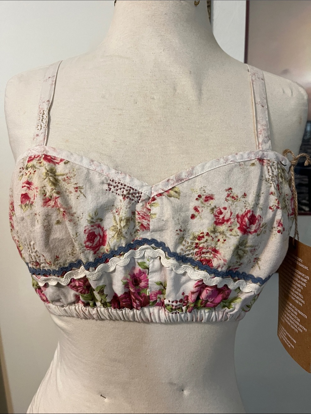 Magnolia Pearl Floral Cotton Bralette - Pink, Blue, Cream
